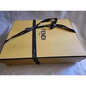 New Authentic Fendi Roma Gift Box 15.5”x 11.5” X 3” Ribbon Included Logo Classic